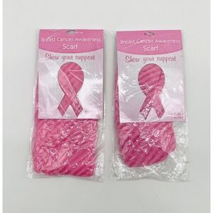 Lot of 2 DMM Breast Cancer Awareness Scarf Pink Striped Infinity Loop New